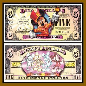 ONE Disney Dollars 2008 Series $5 Collectible
